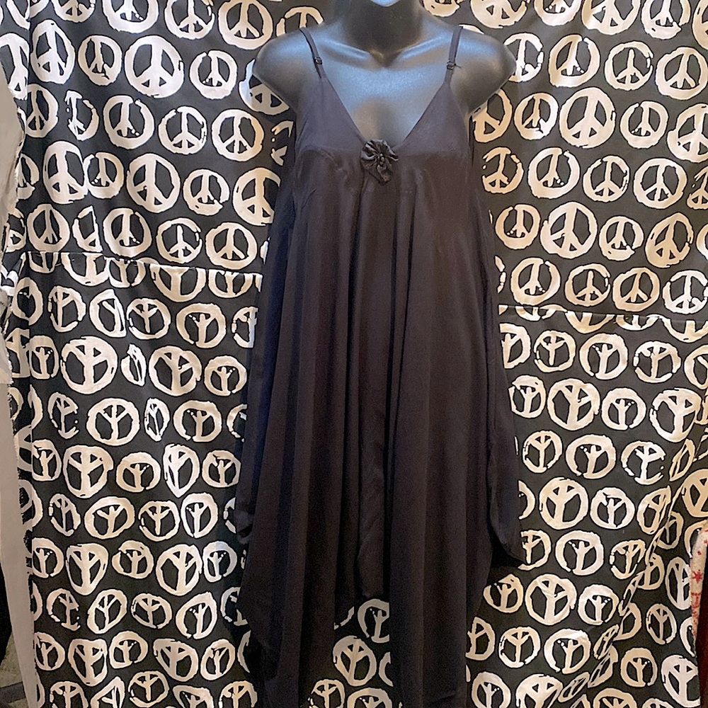 MAY & MAYA BLACK ADJUSTABLE STRAP HAREM /BOHO JUMPSUIT RAYON SZ M